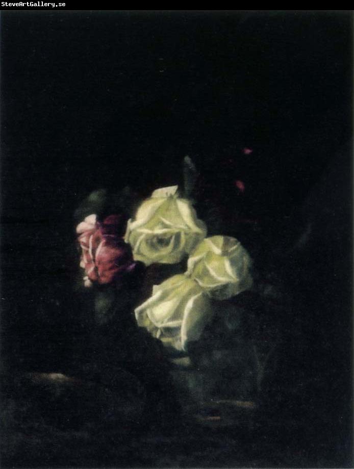 Hirst, Claude Raguet Roses in a Glass Pitcher with Decorative Metal Plate